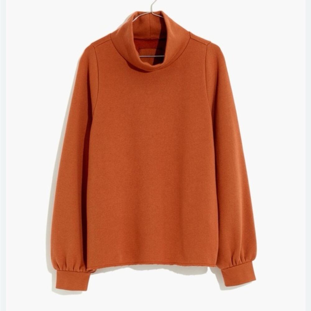 Madewell MWL Betterterry Relaxed Turtleneck Sweatshirt Pullover in Rust Size XS